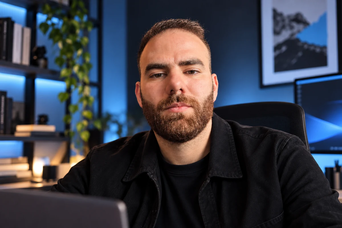 Emran Al Tahhan, Meta and Google Ads trainer in Syria, in his office